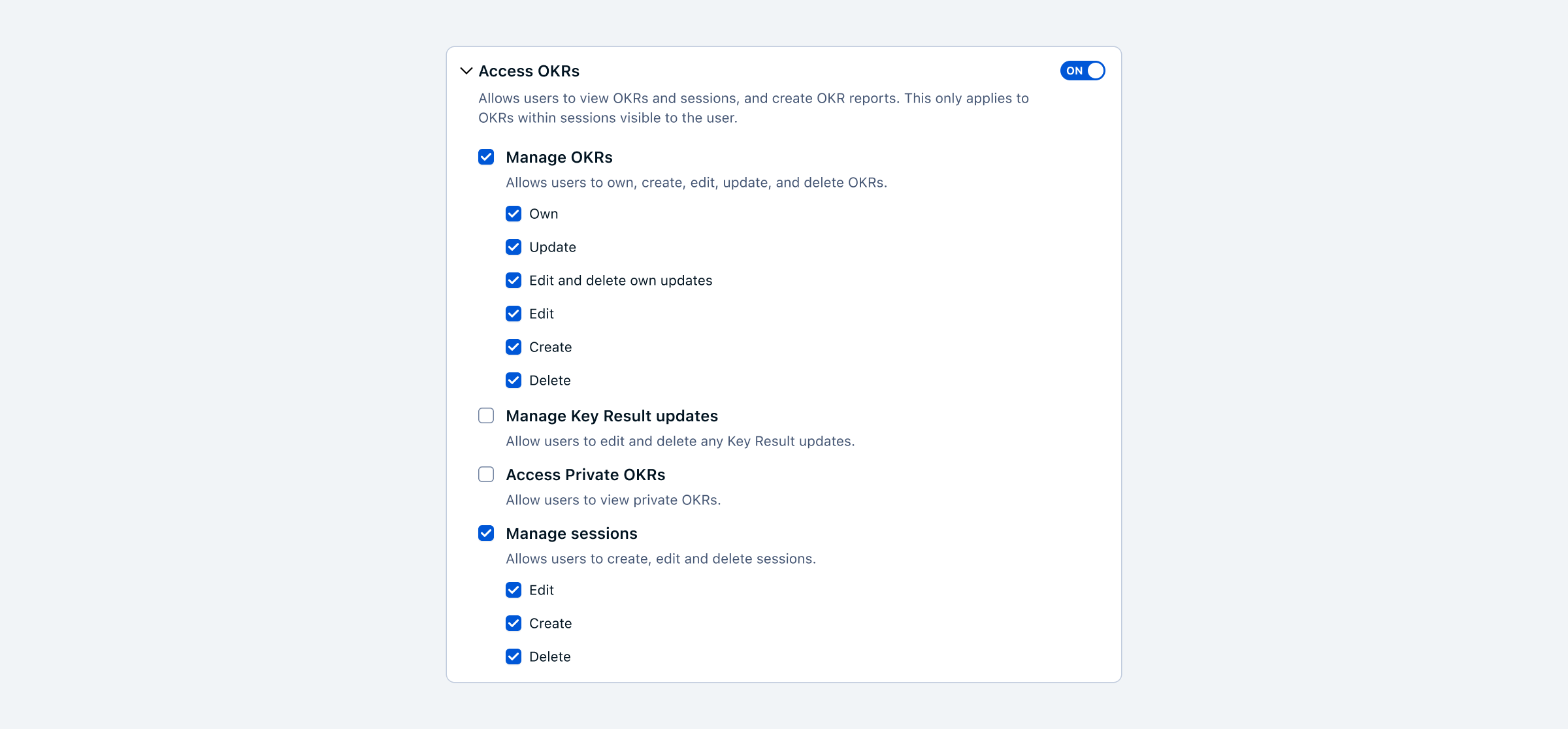 Manage OKRs and sessions permissions with Quantive StrategyAI