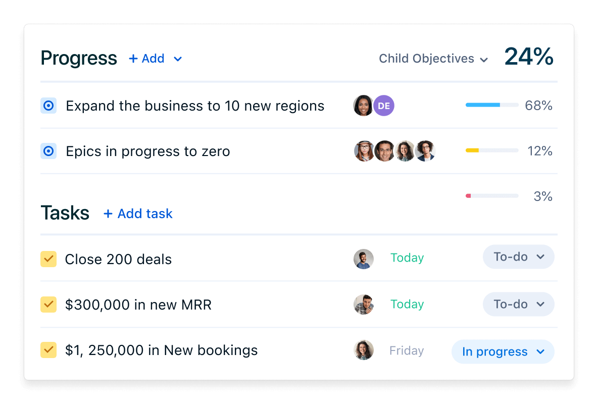 OKR and task alignment in OKR software