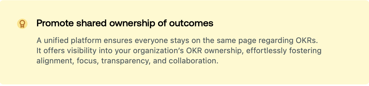 A graph explaining how to promote shared ownership of outcomes with OKRs