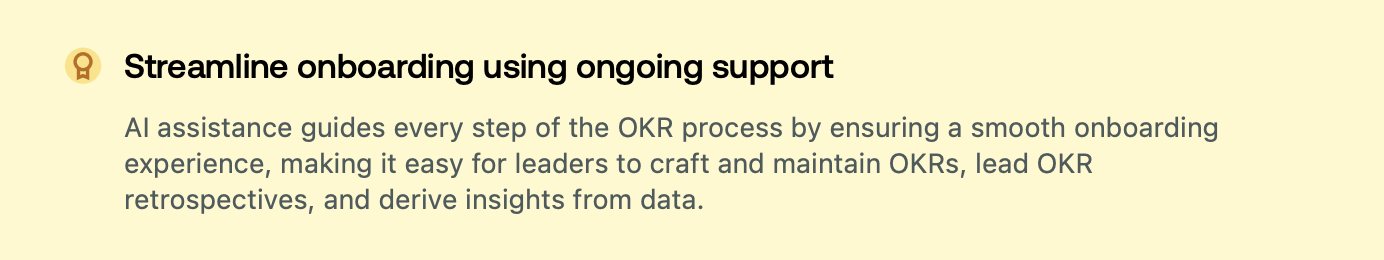 a graphic explaining how to streamline onboarding of OKRS